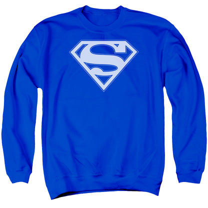 Superman Blue &Amp; White Shield Mens Crewneck Sweatshirt Royal Blue