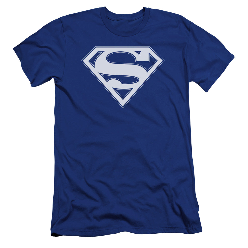 Superman Blue & White Shield Premium Bella Canvas Slim Fit Mens T Shirt Royal Blue