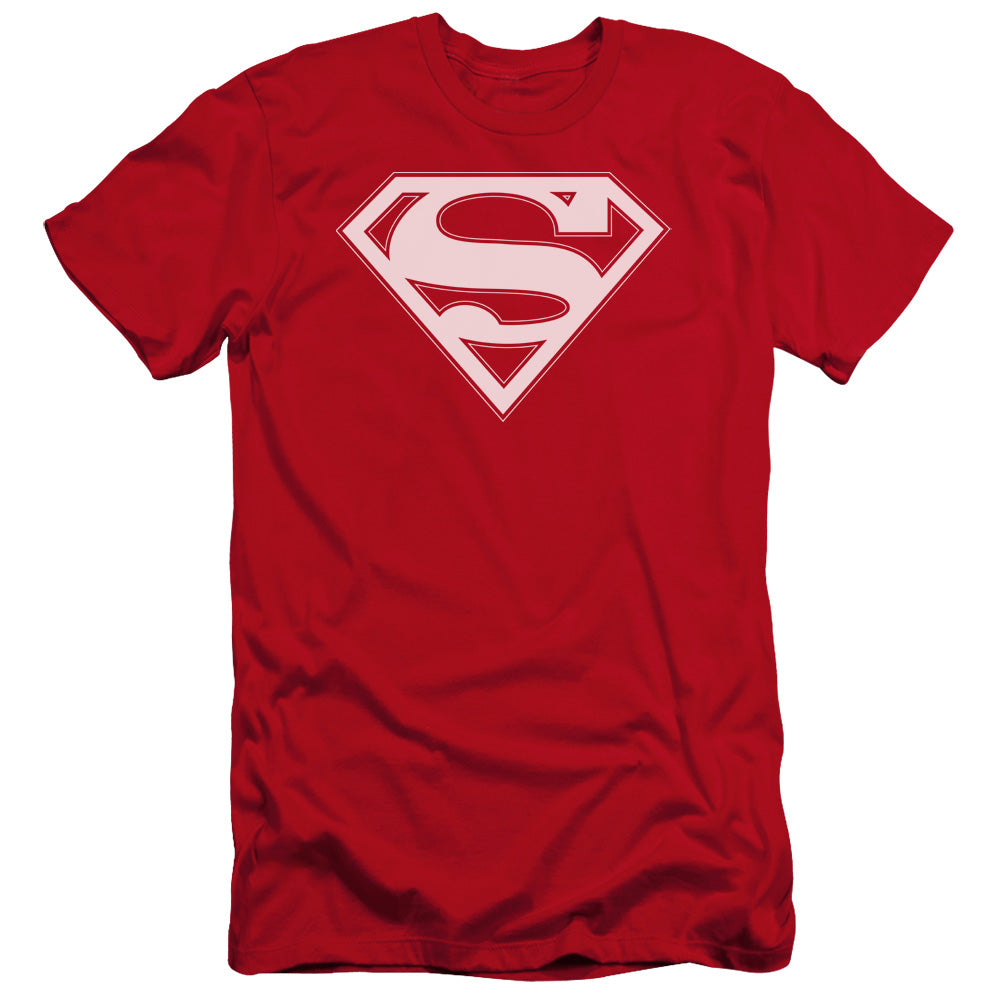 Superman Red & White Shield Premium Bella Canvas Slim Fit Mens T Shirt Red