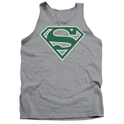 Superman Green & White Shield Mens Tank Top Shirt Athletic Heather