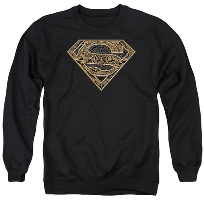 Superman Aztec Shield Mens Crewneck Sweatshirt Black