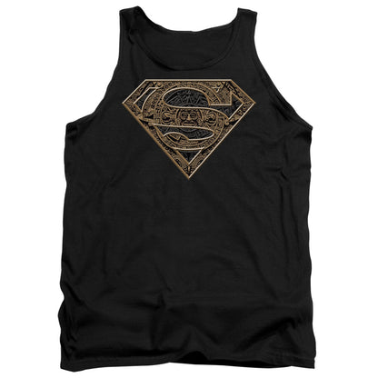 Superman Aztec Shield Mens Tank Top Shirt Black