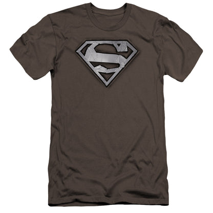 Superman Duct Tape Shield Premium Bella Canvas Slim Fit Mens T Shirt Charcoal