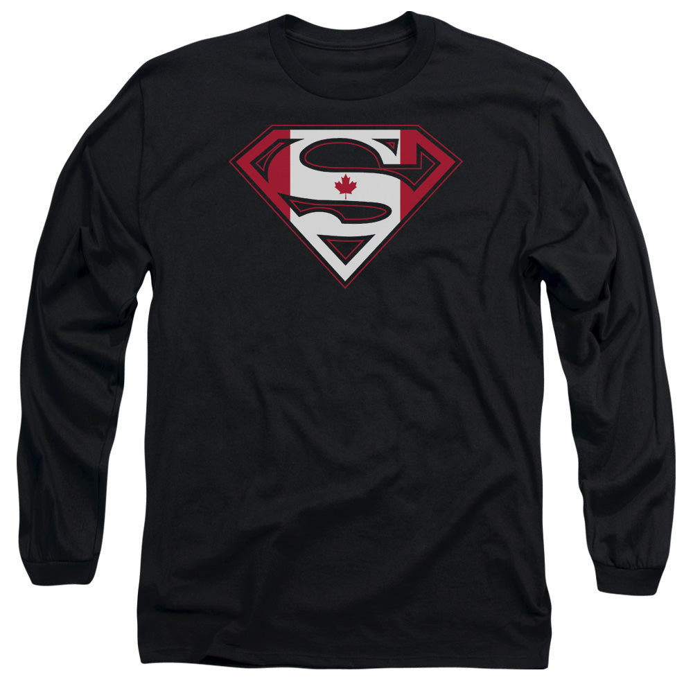 Superman Canadian Shield Mens Long Sleeve Shirt Black Officially Licensed