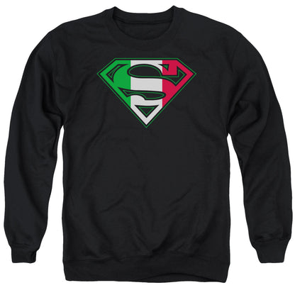 Superman Italian Shield Mens Crewneck Sweatshirt Black