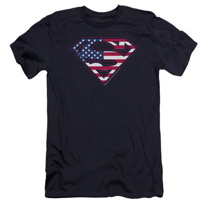 Superman U S Shield Premium Bella Canvas Slim Fit Mens T Shirt Navy