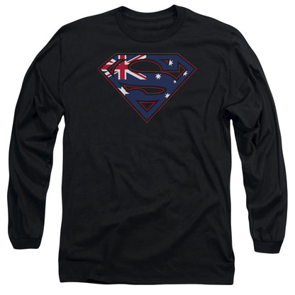 Superman Australian Shield Mens Long Sleeve Shirt Black