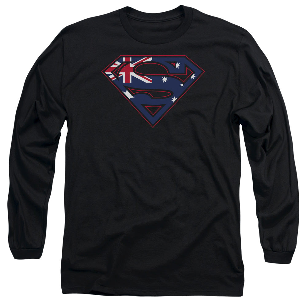 Superman Australian Shield Mens Long Sleeve Shirt Black Officially Licensed