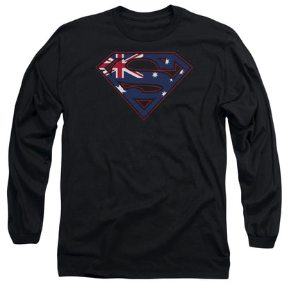 Superman Australian Shield Mens Long Sleeve Shirt Black Officially Licensed