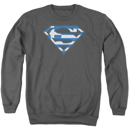 Superman Greek Shield Mens Crewneck Sweatshirt Charcoal