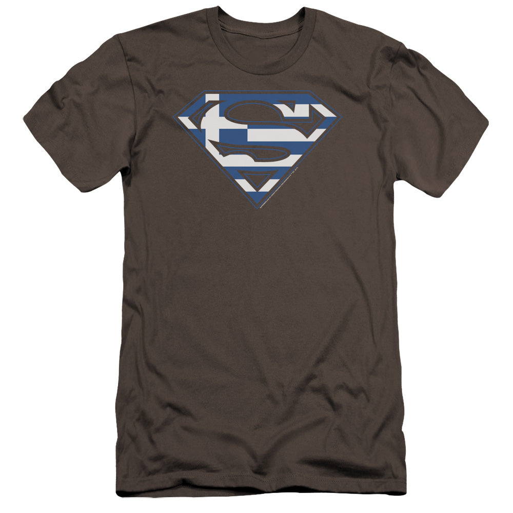 Superman Greek Shield Premium Bella Canvas Slim Fit Mens T Shirt Charcoal