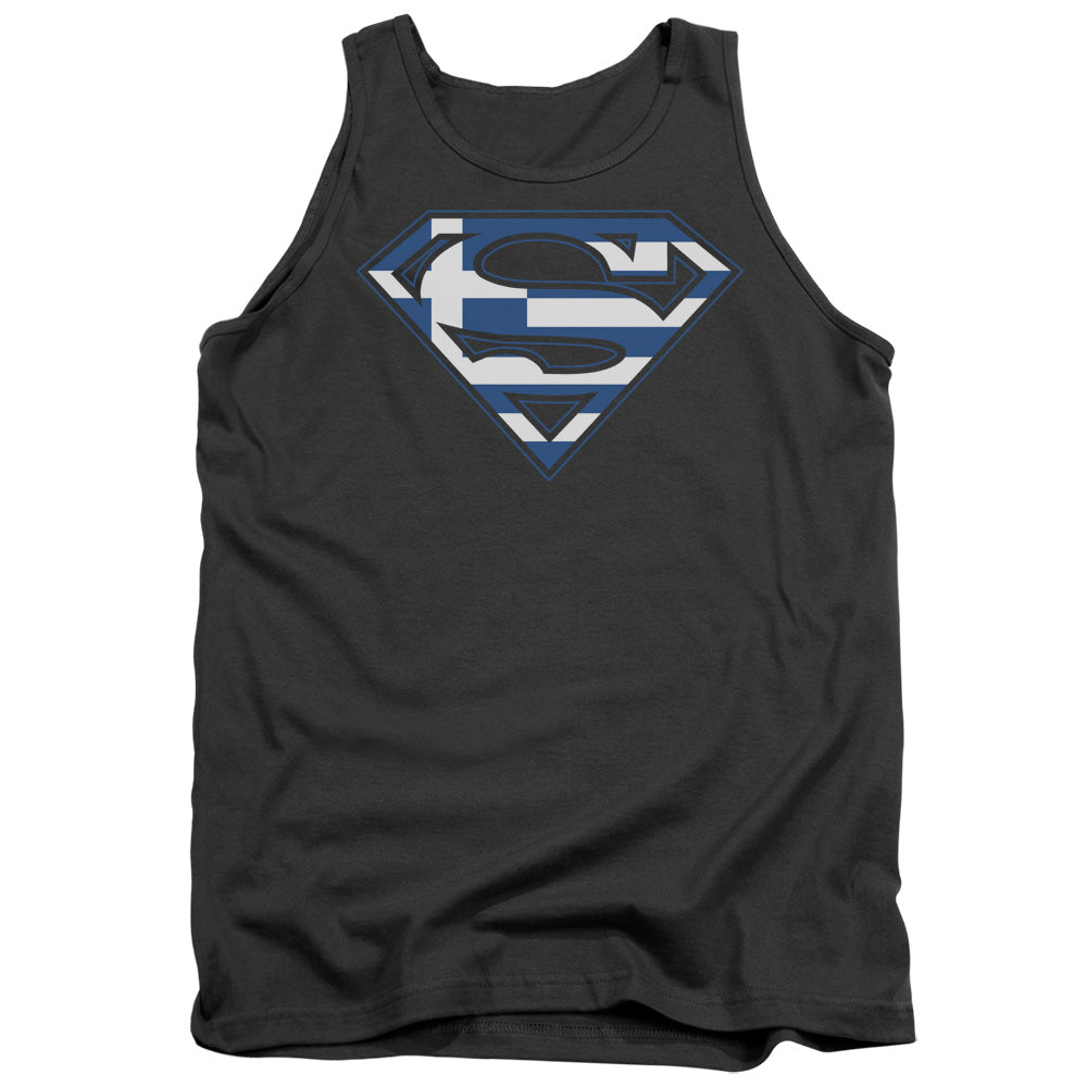 Superman Greek Shield Mens Tank Top Shirt Charcoal