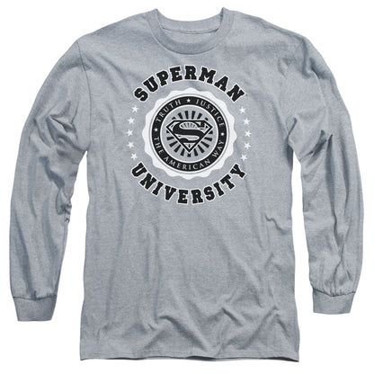 Superman Superman University Mens Long Sleeve Shirt Athletic Heather Officially Licensed