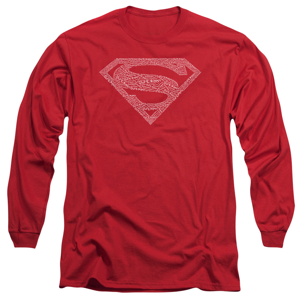 Superman Type Shield Mens Long Sleeve Shirt Red Officially Licensed