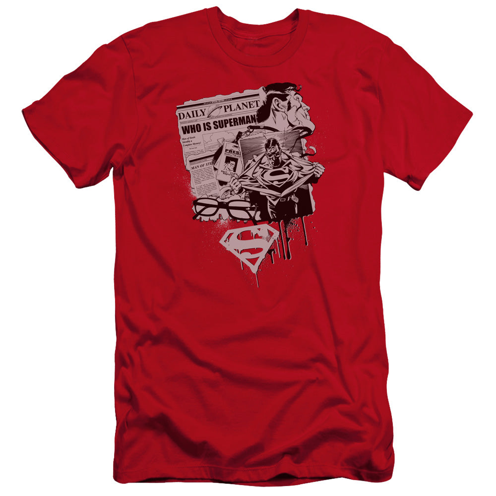 Superman Identity Premium Bella Canvas Slim Fit Mens T Shirt Red