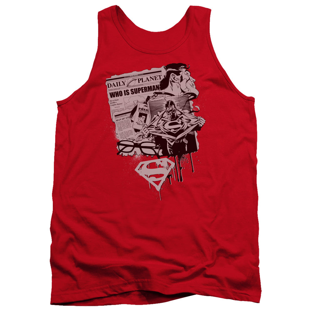 Superman Identity Mens Tank Top Shirt Red