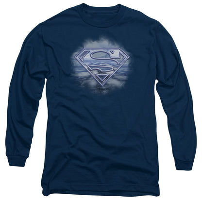 Superman Freedom Of Flight Mens Long Sleeve Shirt Navy Officially Licensed