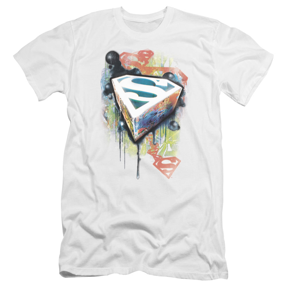 Superman Urban Shields Premium Bella Canvas Slim Fit Mens T Shirt White