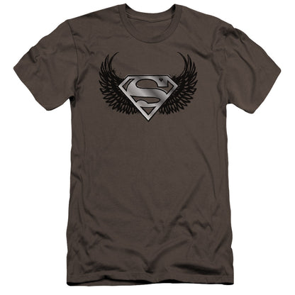 Superman Dirty Wings Premium Bella Canvas Slim Fit Mens T Shirt Charcoal