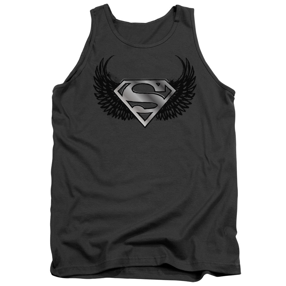 Superman Dirty Wings Mens Tank Top Shirt Charcoal