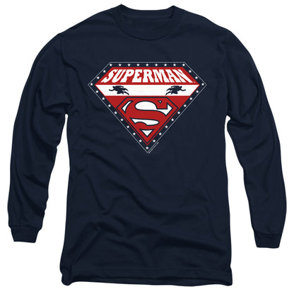 Superman Superman For President Mens Long Sleeve Shirt Navy