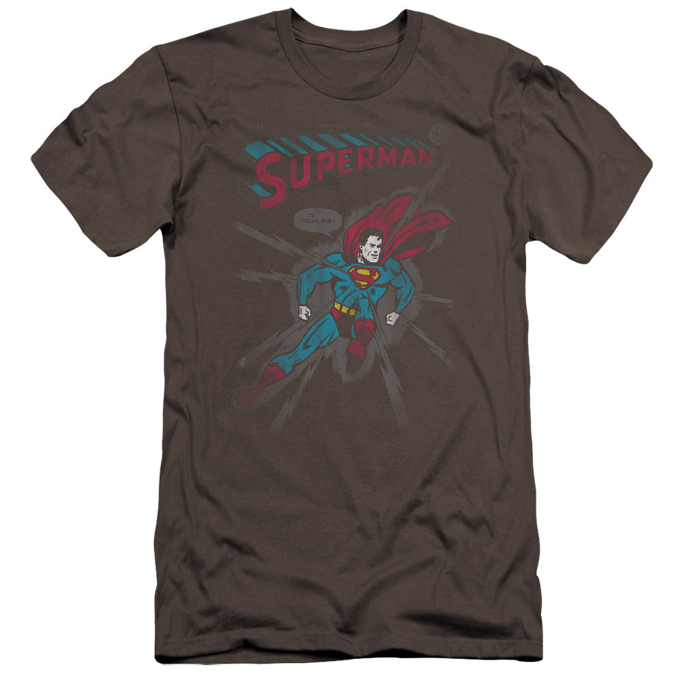 Superman It Tickles Premium Bella Canvas Slim Fit Mens T Shirt Charcoal