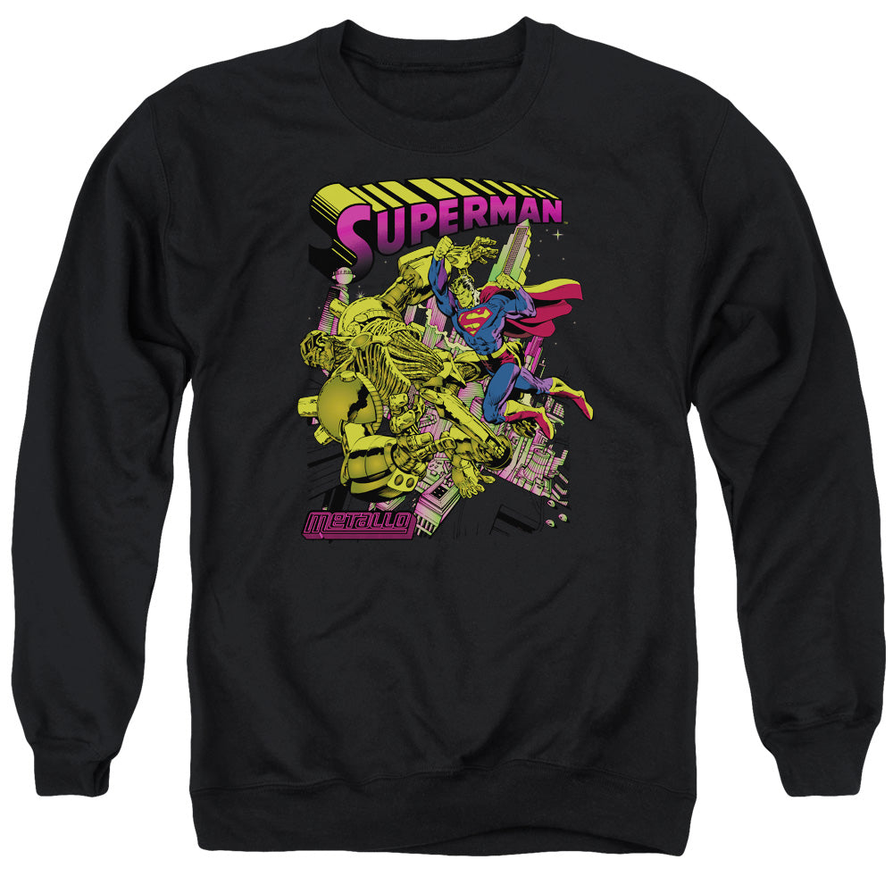 Superman Versus Metallo Blacklight Mens Crewneck Sweatshirt Black