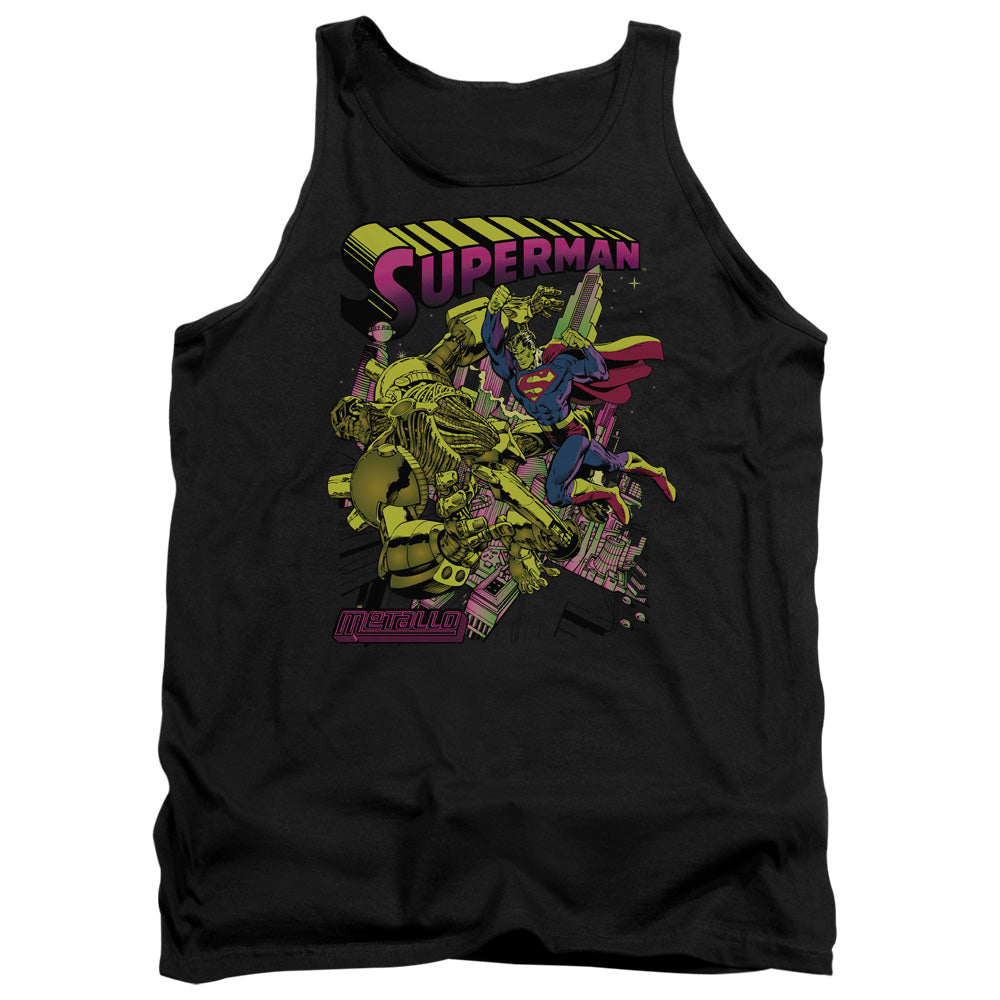 Superman Versus Metallo Blacklight Mens Tank Top Shirt Black