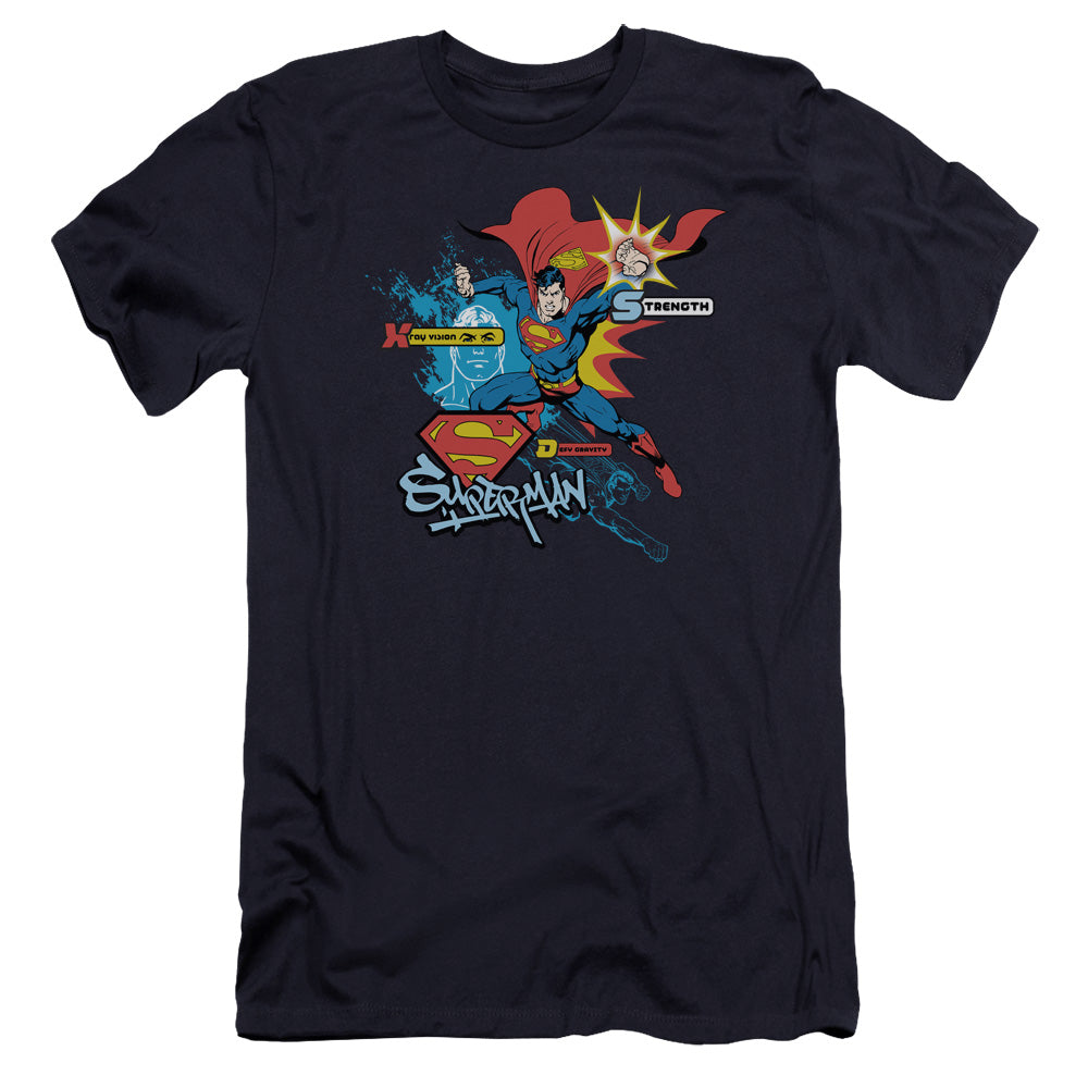 Superman Abilities Premium Bella Canvas Slim Fit Mens T Shirt Navy