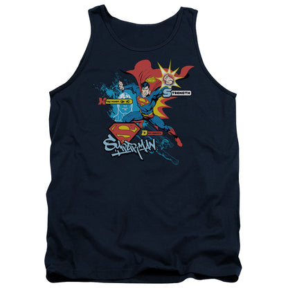 Superman Abilities Mens Tank Top Shirt Navy