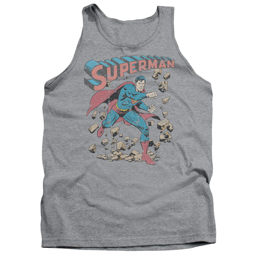 Superman Mad At Rocks Mens Tank Top Shirt Athletic Heather