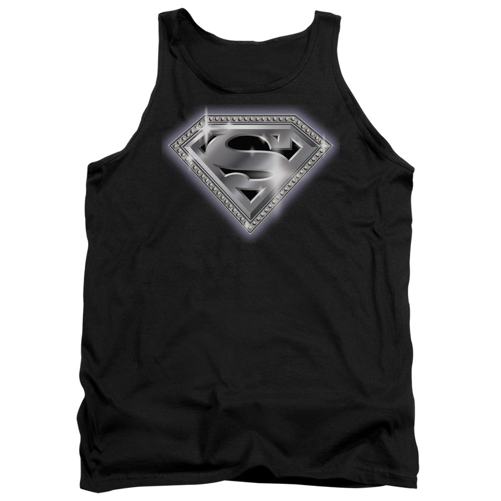 Superman Bling Shield Mens Tank Top Shirt Black