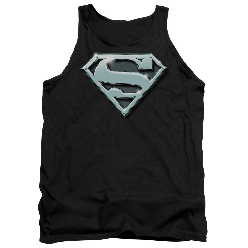 Superman Chrome Shield Mens Tank Top Shirt Black