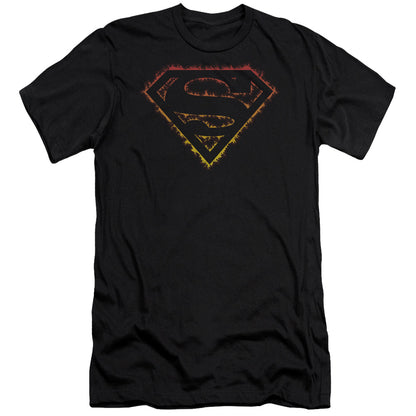 Superman Flame Outlined Logo Premium Bella Canvas Slim Fit Mens T Shirt Black