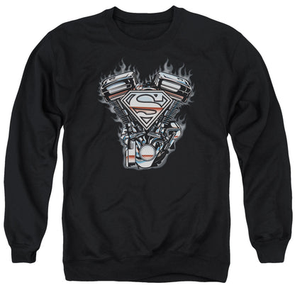 Superman V Twin Logo Mens Crewneck Sweatshirt Black