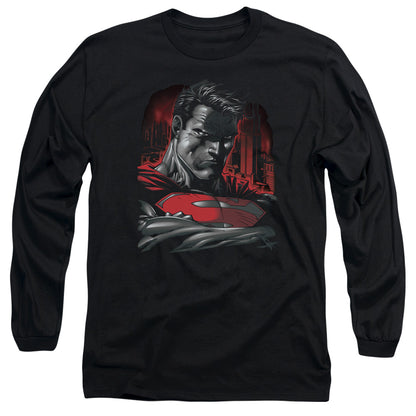 Superman Man Of Steel Mens Long Sleeve Shirt Black