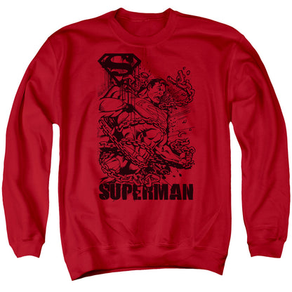 Superman Breaking Chains Mens Crewneck Sweatshirt Red