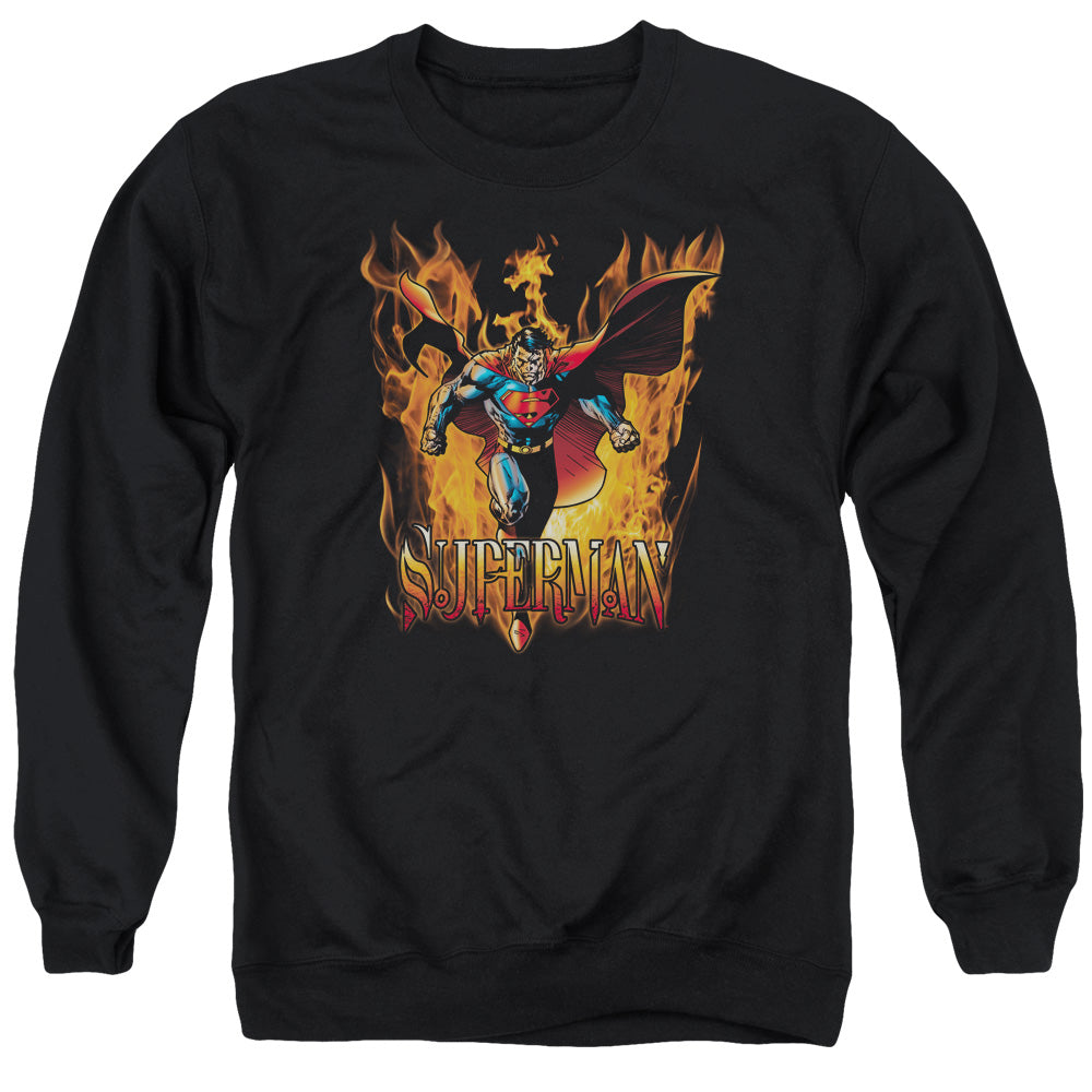 Superman Through The Fire Mens Crewneck Sweatshirt Black