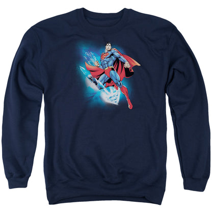 Superman Crystallize Mens Crewneck Sweatshirt Navy