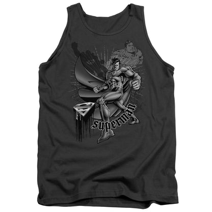 Superman Fight And Flight Mens Tank Top Shirt Charcoal