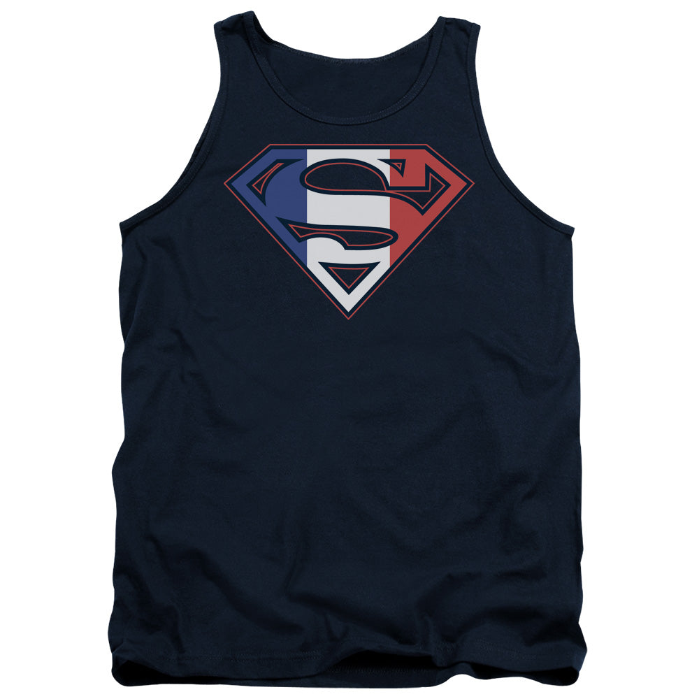 Superman French Shield Mens Tank Top Shirt Navy