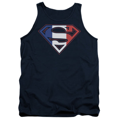 Superman French Shield Mens Tank Top Shirt Navy