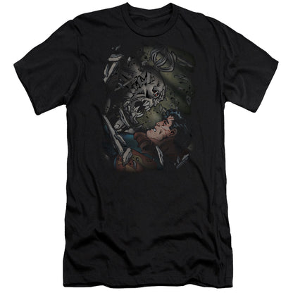 Superman Epic Battle Premium Bella Canvas Slim Fit Mens T Shirt Black