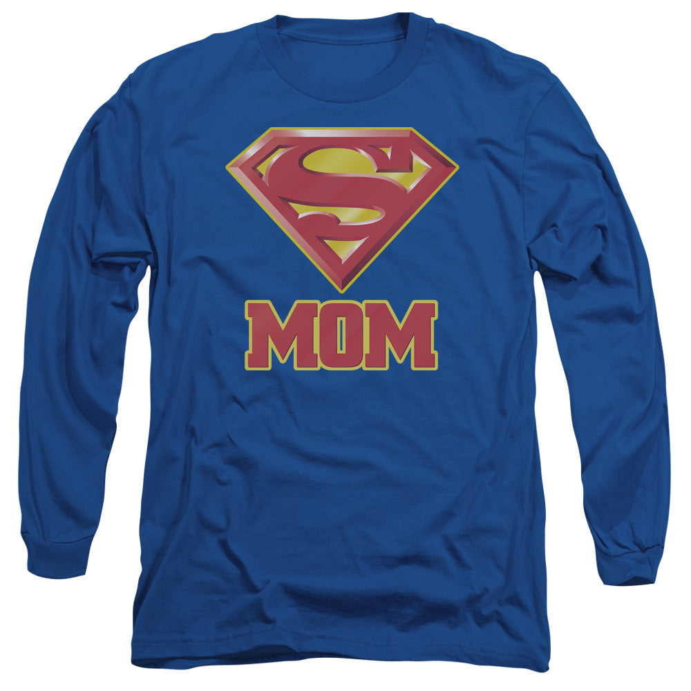 Superman Super Mom Mens Long Sleeve Shirt Royal Blue