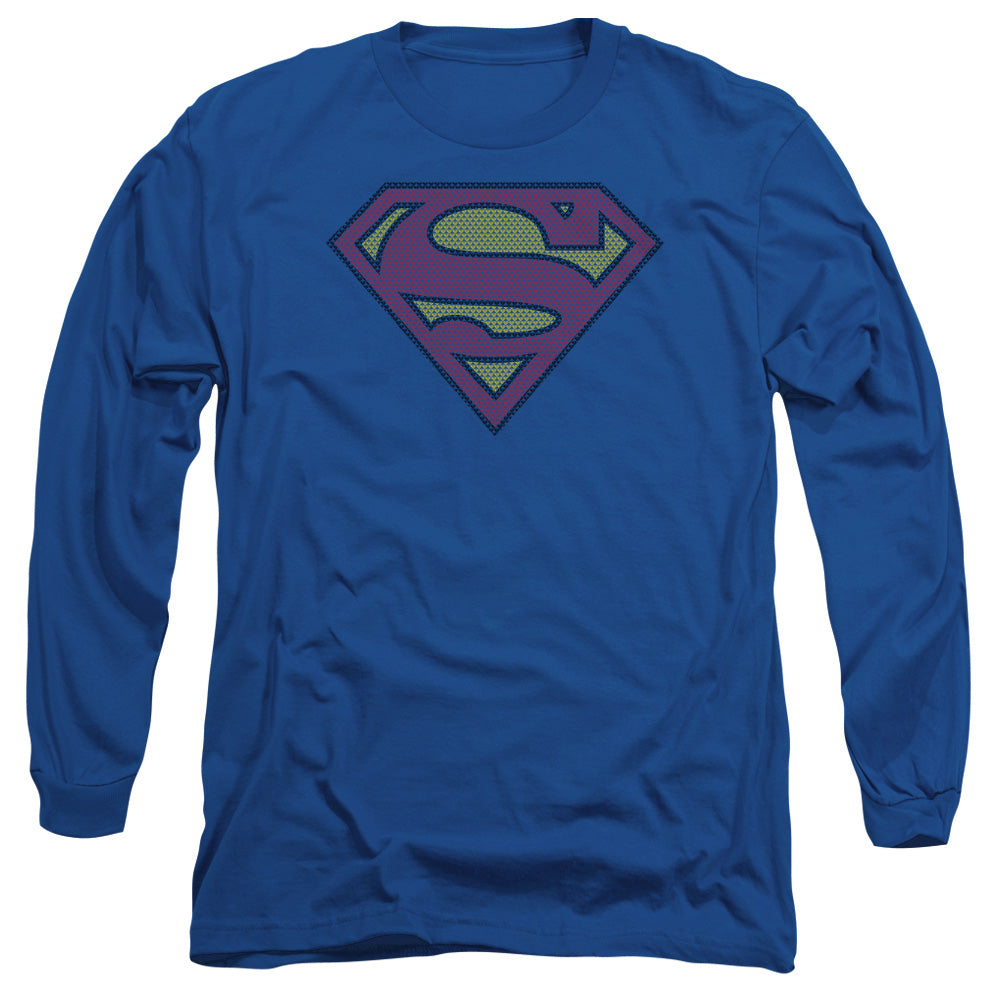 Superman Little Logos Mens Long Sleeve Shirt Royal Blue