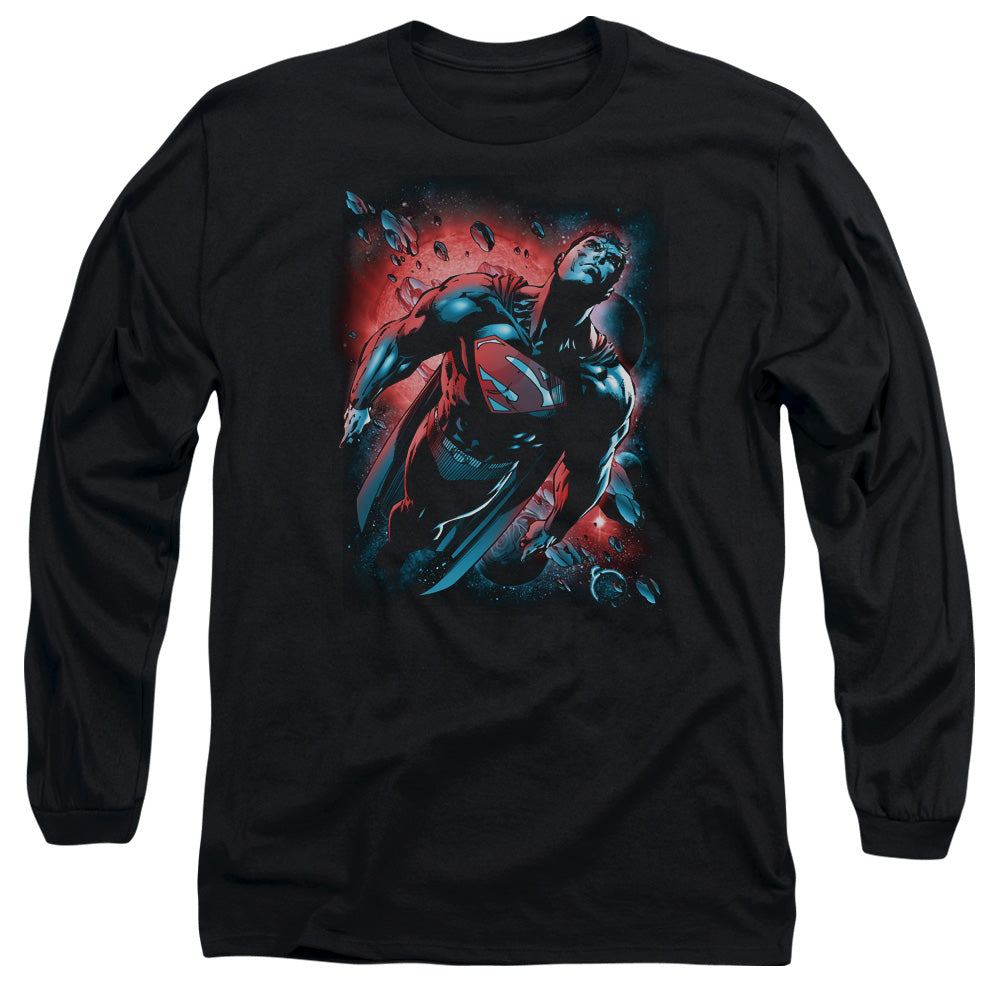 Superman Red Sun Mens Long Sleeve Shirt Black