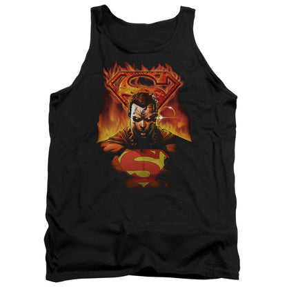 Superman Man On Fire Mens Tank Top Shirt Black