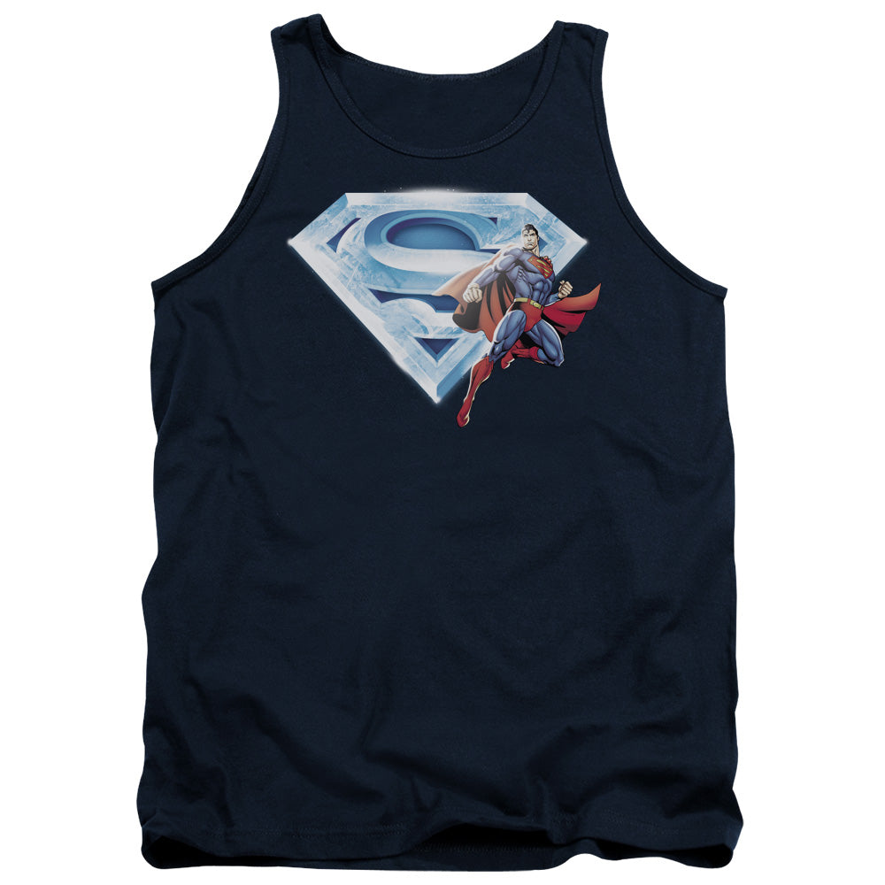 Superman Superman & Crystal Logo Mens Tank Top Shirt Navy