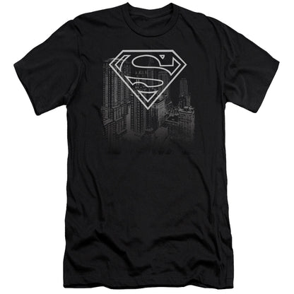 Superman Skyline Premium Bella Canvas Slim Fit Mens T Shirt Black