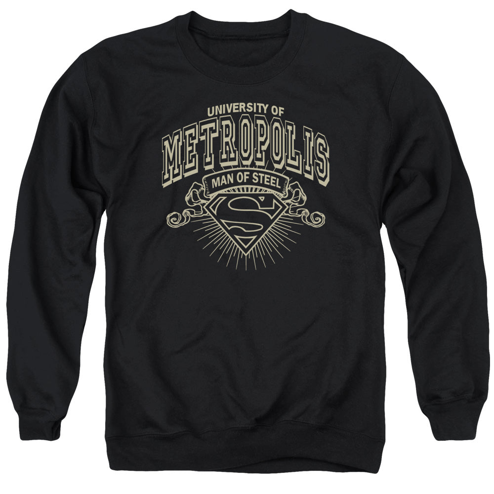 Superman University Of Metropolis Mens Crewneck Sweatshirt Black